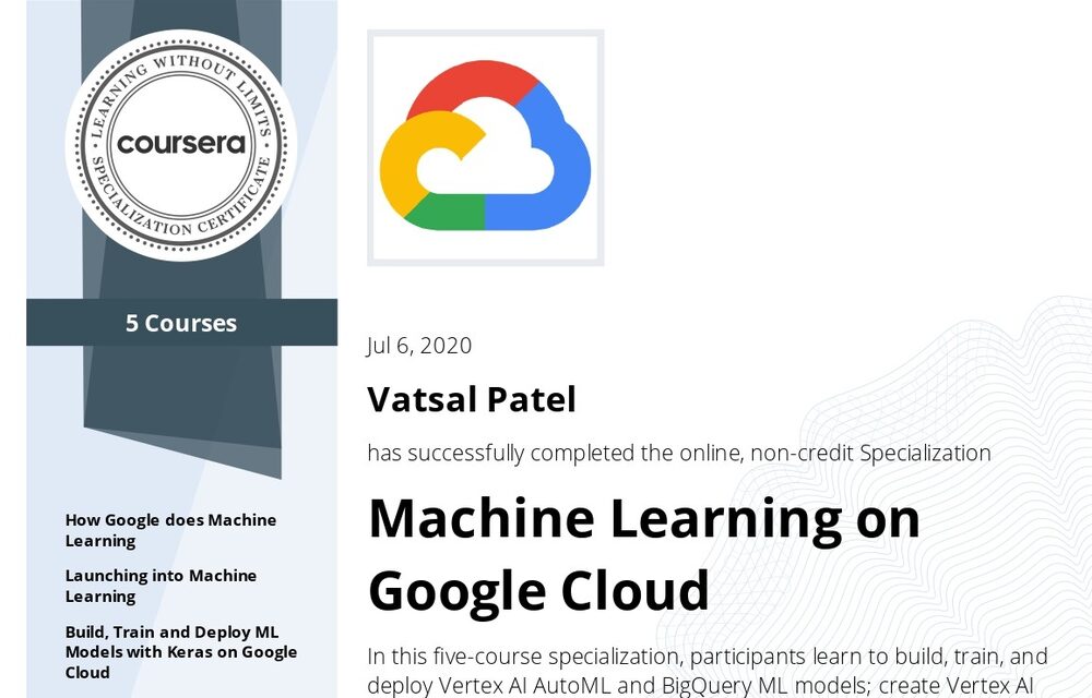 ML on Google Cloud certificate
